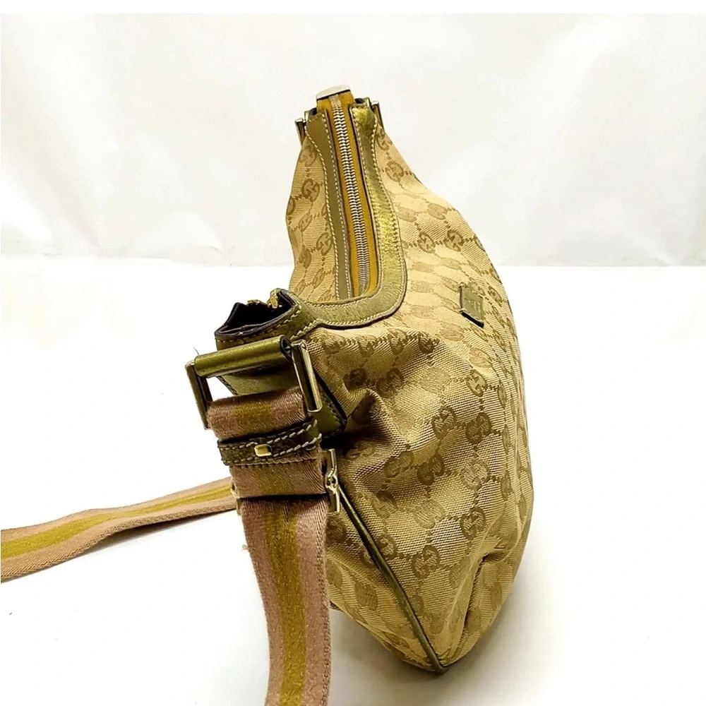 Gucci Shoulder Bag Sharry Line Mustard Brown Canvas 1635511